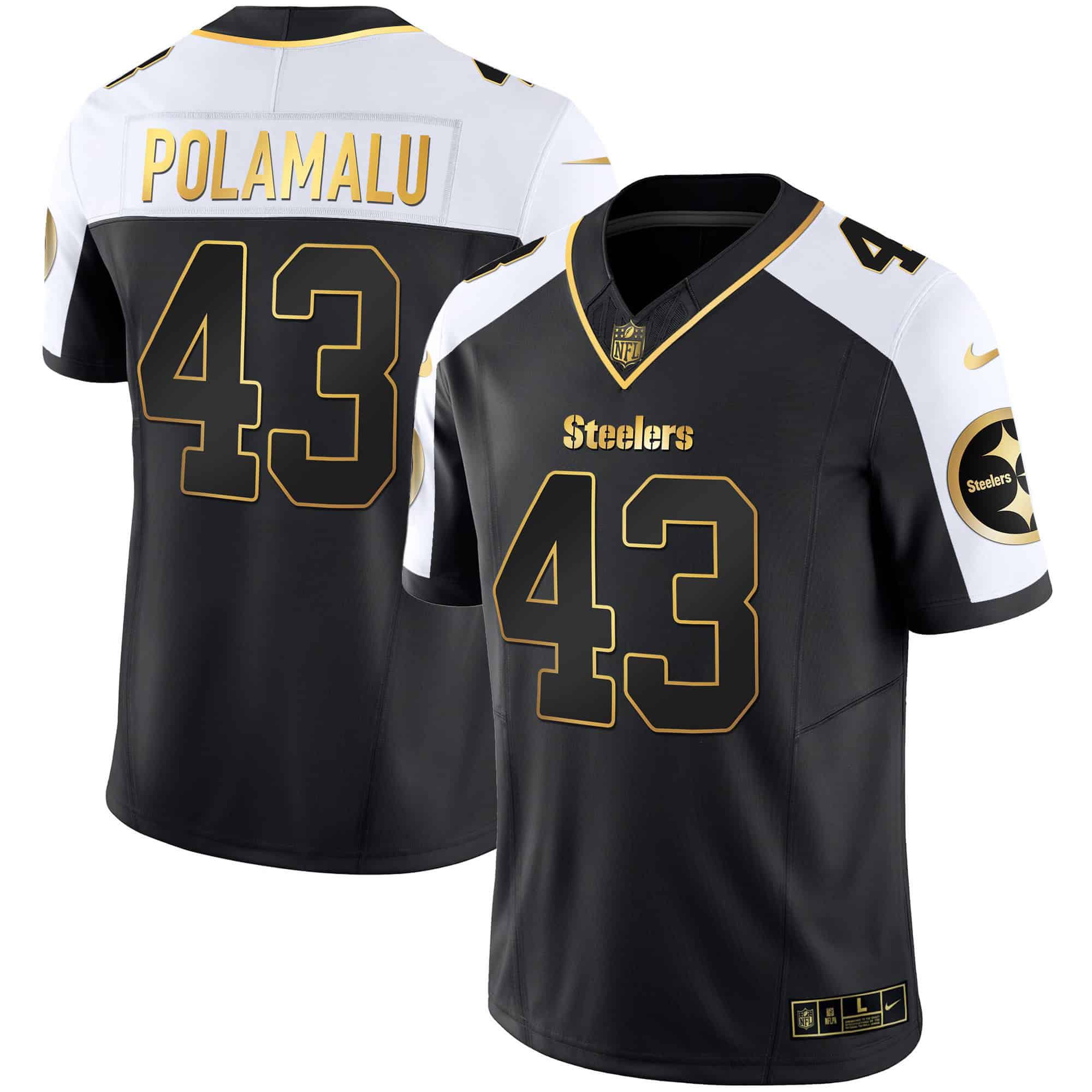 Men Pittsburgh Steelers 43 Polamalu Black Gold 2024 Nike Vapor Limited NFL Jersey